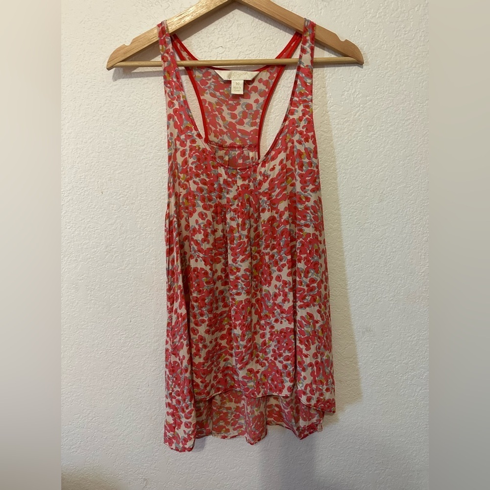 McGinn 100% Silk Racerback Red Floral tank top - Size 10